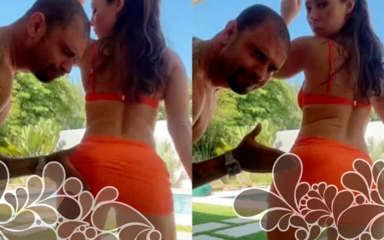 Diogo Nogueira dá “um tapinha” no bumbum de Paolla Oliveira ao vê-la rebolando, veja: