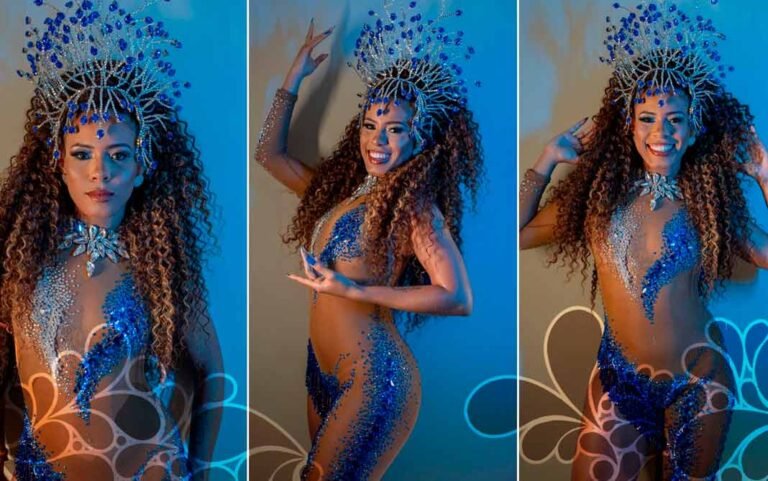 Portela na avenida: Abusando da elegância, porta-bandeiras e musa usam look de estilista na escolha do samba da agremiação Portela na avenida: Abusando da elegância, porta-bandeiras e musa usam look de estilista na escolha do samba da agremiação