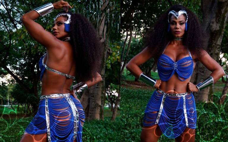 Rainha de Bateria da Unidos de Vila Maria, Savia David rouba a cena com look para mini desfiles das escolas de samba de São Paulo Rainha de Bateria da Unidos de Vila Maria, Savia David rouba a cena com look para mini desfiles das escolas de samba de São Paulo